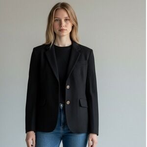 GAP Wool Angora Blend Blazer‎ Black Medium Preppy Classic Chic Office